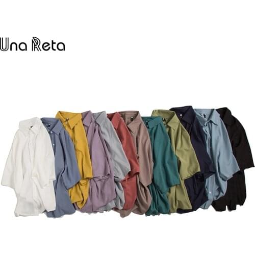 Una Reta Short Sleeve Mans Shirt 2021 New Summer Casual Loose Men Clothing Harujuku Hip Hop Solid Oversized Shirts For Men