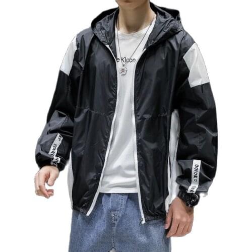 Hot Sale Stitching Windbreaker Jacket Mens Autumn Outdoor Hooded Jacket Men Large Size Windbreaker Zipper Jacket Brand Clothing