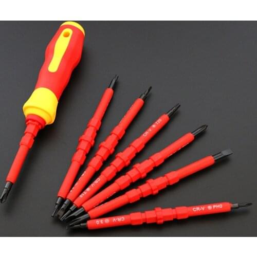 Insulated Screwdriver Set Screw Driver Bit Magnetic Phillips Slotted Screwdrivers Screw Holder For Electrician Hand Tools