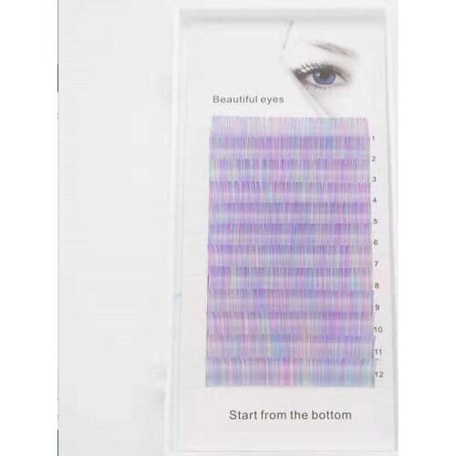 2019 New C/D curl 0.07/0.1mm 8/15mm false lashes Rainbow color eyelash individual colored lashes Faux volume eyelash extensions
