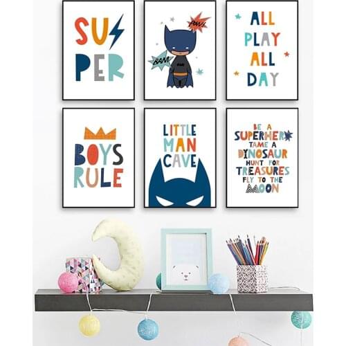 Wall Art on Canvas Marvel Superhero Boy Birthday Gift Cartoon Nordic Posters and Printmaking Murals for Children Room Decoration