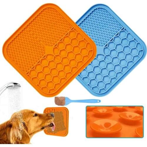 New Slower Feeder Pad Pet Lick Pad Cats Dog Licky Mat Dogs Licking Pads Silicone Food Dispenser Pet Bathing Distraction Pads