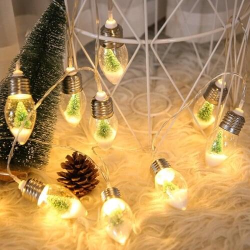 New Christmas Tree Bulbs with Snow Wishing Bottle LED String Lights for Holiday Garden Christmas Fairy Garlands Decoration Light
