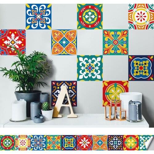 New European style ceramic tile stickers, oil and waterproof floor stickers, pvc thick and wear-resistant wall stickers