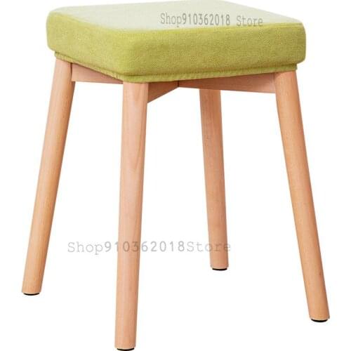 Dining Table Square Stool Soft Solid Wood High Stool Household Simple Modern Dressing Round Stool Nordic Fashion Creative Makeup
