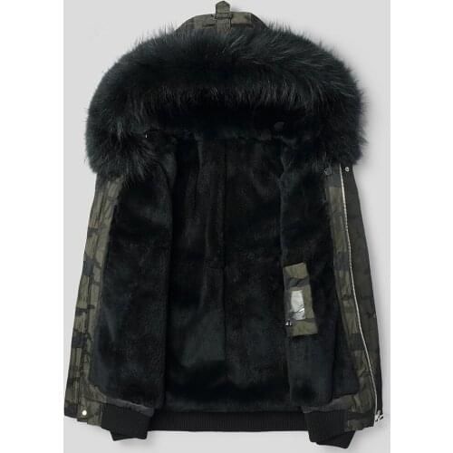 Parka Men Real Rabbit Liner Camouflage Coat Winter Raccoon Fur Collar Parkas Plus Size Jacket F-CQ-8806MY1160