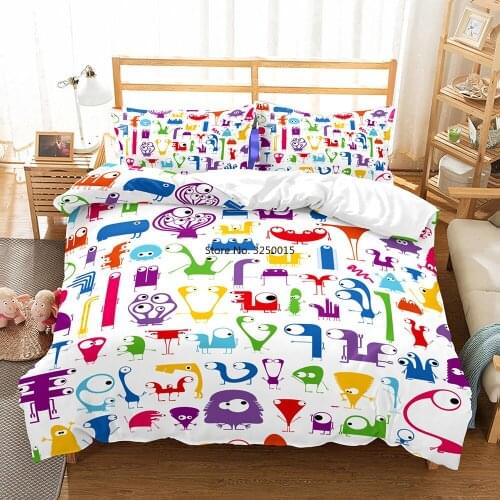 Cartoon Robot Duvet Cover Sets,Fantasy Colorful Robots Machine Art Printed Bedding Set,Kids Children Home Bedroom Decoration Bed