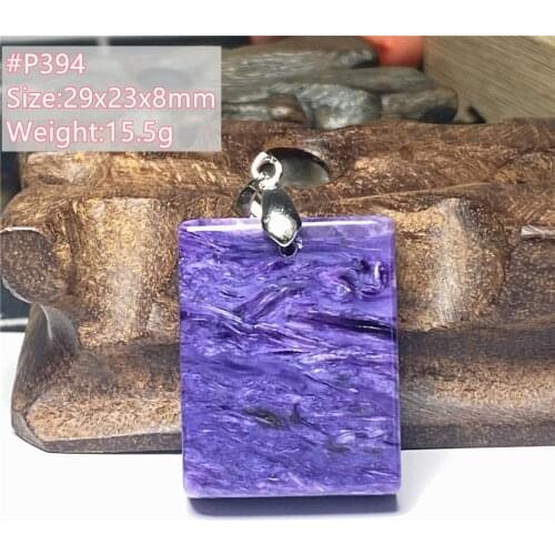 Top Natural Purple Charoite Pendant Necklace For Woman Lady Man Love Gift Jewelry Crystal Rectangle Beads Stone Rope Chain AAAAA
