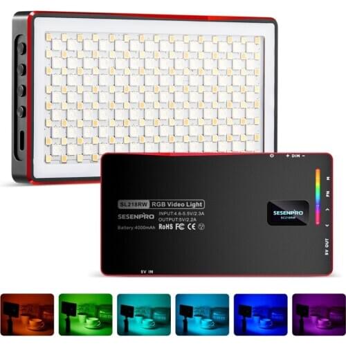 Sesenpro SL218W RGB Video Light 2500-8500k Full Color LED Lighting Waterproof IP67 Fill Light Lamp for Phone Camera Shooting