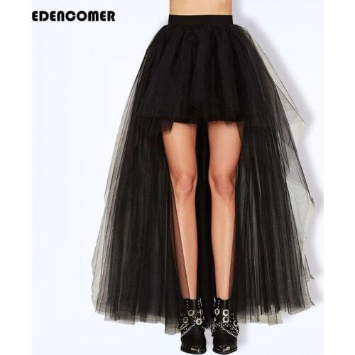 Summer Autumn Plus Size Black Skirts 2019 New Wire Yarn Swallow Tail Skirt Large Scale Sexy Floor Dragging Half-length Skirt