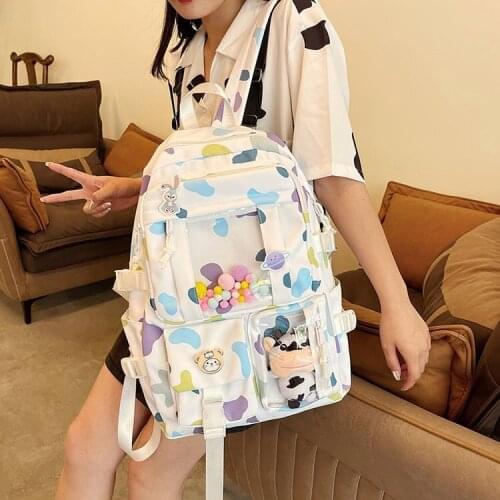 Schoolbag female 2021 new trendy Korean campus small fresh color wave point lovely soft sister student transparent Backpack