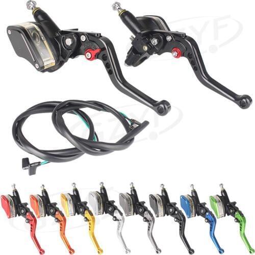 Universal 7/8" 22mm Brake Clutch Levers Master Cylinder Reservoir Set For Honda Suzuki Kawasaki Yamaha Black