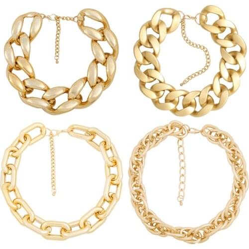 Wgoud 2021 Punk Thick Chains Choker Necklace For Women Fashion Hip Hop Gothic Cuban Charm Metallic Statement Necklace