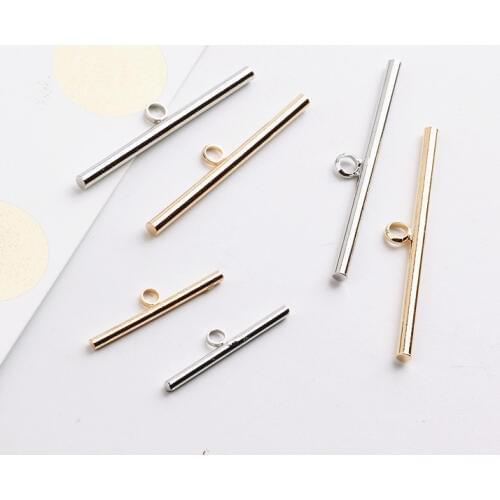 Jewelry jewelry Copper horizontal column hanging rod pendant studs earrings ear clips DIY handmade ear ornaments accessories