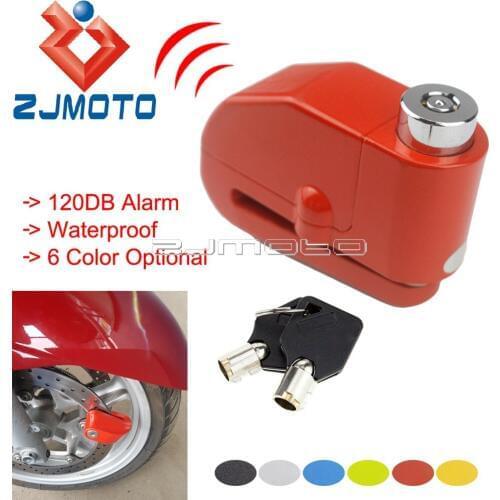 Motorcycle Protection 120DB Alarm Lock Anti-theft Brake Disc Lock Scooter Motocross Waterproof 6mm Brake Disc Security Lock