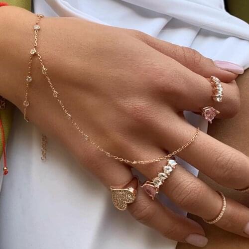 2021 Valentines Day Women Fashion Open Adjusted Jewelry Iced Out Bling White Pink Heart 5A Cubic Zircon CZ Eternity Band Ring