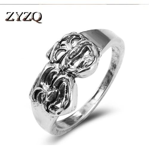 ZYZQ Trendy ins wind Retro Smiley Ring For Women&Men Punk Metal Face Finger Ring Creative Party Jewelry Accessories