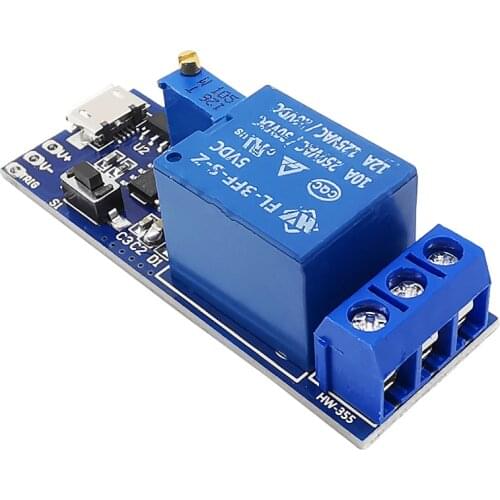 1Piece 5V-30V Trigger Delay Switch Relay Module Micro USB Power Adjustable Timer Control Module