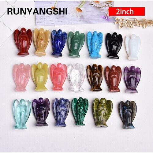 1PC Natural Crystal Guardian Angel Figurine Amethyst Rose Quartz Colorful Healing Stone Gem Craft Gift Home Decor Ornaments