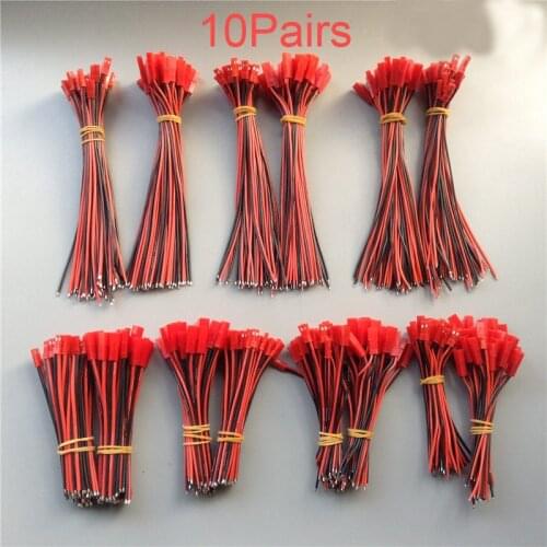 10Pairs Soft Silicone JST Wire 18/20/22/24AWG JST Male Female Connector L10/17/20cm Parts for RC Boat/Car/Aircraft Model Battery
