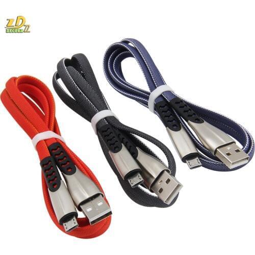 100pcs Micro USB Fast Charge Data Cable 1M Zinc Alloy Flat Braided Sync Cord for Samsung Xiaomi Redmi Android Micro Usb Cable