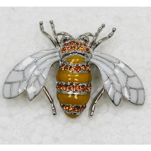 12pcs/lot Wholesale Brooch Rhinestone Enamel Honey Bee Fashion Pin brooches Jewelry gift C101709