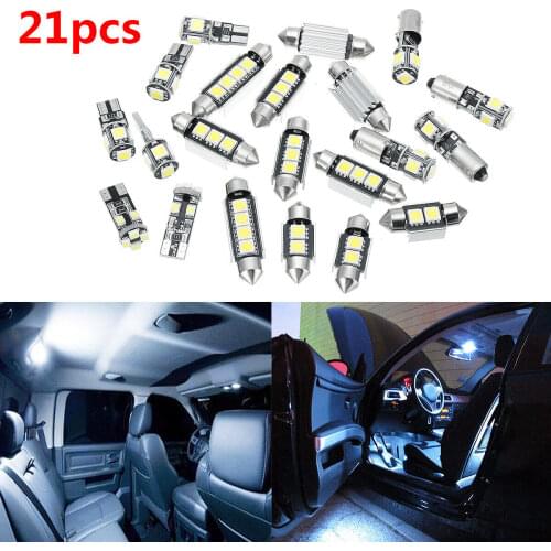 21pcs Car Interior Lighting LED Bulbs White For BMW 5 Series M5 E60 E61 2004-2010 Signal Lamp Canbus Bulbs Car Light