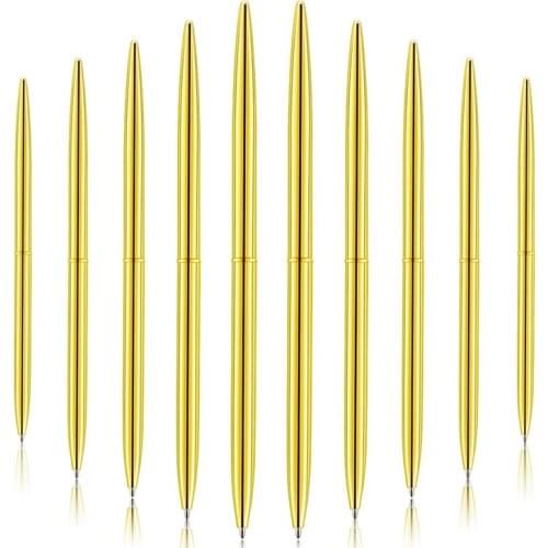 30 Pieces Ballpoint Pen Lightweight Black Ink Metal Pens Set For Business Office Supplies (Gold)