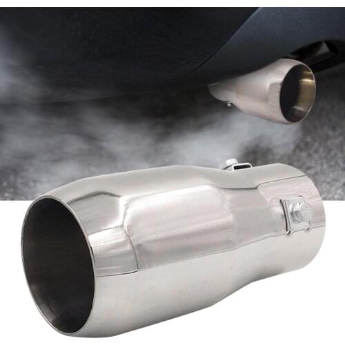 6021 Universal Car Exhaust Muffler Tip Round Stainless Steel Car Tail Rear Silver Color Round Exhaust Pipe Tail Muffler Tip Pipe