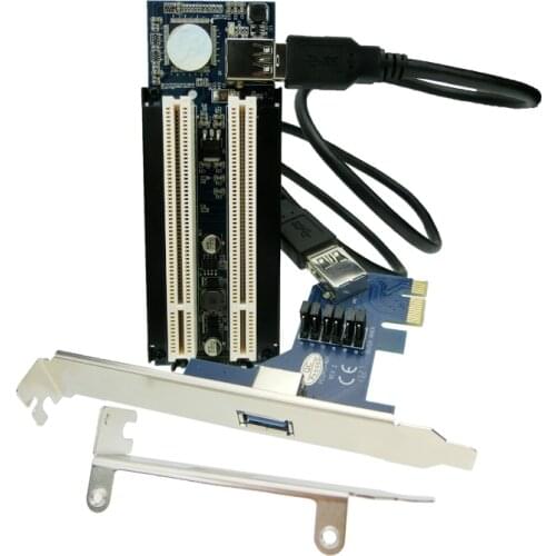 Free shipping PCI-e x1 x4 x8 x16 to Dual PCI slots adapter, pci express to 2 pci card