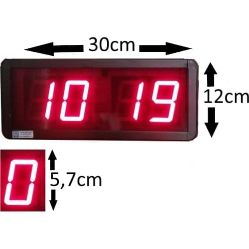 Digital Led Clock, Case Size: 12cm x 30cm, Display Height: 57mm, Red, Blue, White