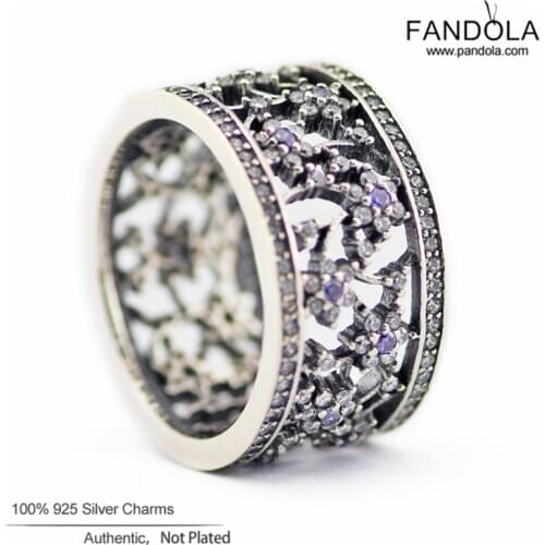 CKK 925 Sterling Silver Rings Forget Me Not Purple & Clear CZ Wedding Ring for Women Jewelry bagues pour femme Free Shipping