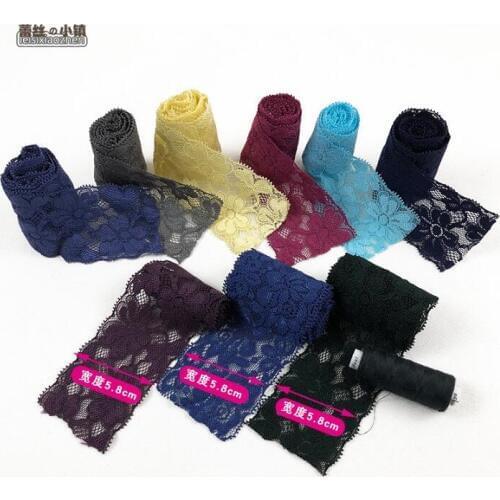 6 Meters Elastic Lace Ribbon 58mm Blue Yellow Red Elastic Lace Trim DIY Embroidered For Sewing Decoration Clothing Accessory