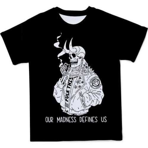 3D Mens T-Shirt Skull Print Loose Casual Oversize O-Neck Short- Sleeve T-Shirt Fine Plain Cloth Breathable Tops Couple Clothing
