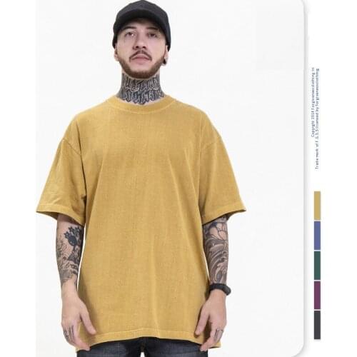 2021 New Mens Womens Summer Blank Solid Color Top T-shirt High Quality Nice Washed Thick Fabric T-shirt
