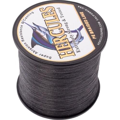 Hercules Braided Fishing Line 100M to 2000M Carp Fishing Cord Black Multifilament 4 Strands PE 6-100LB Chile River Popular