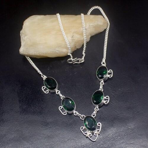 Hermosa Jewelry Natural Amazing GreenTopaz Silver Color Women Ladies Gifts Pendant Necklace Chain 43cm 20213381