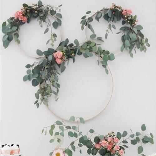 10-40cm Baby Shower Flowers Hoop Garland Wreath Artificial Plants Rattan Fake Flower Home Garden Decoration Wedding Decorations