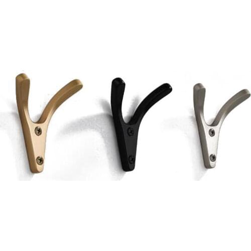 KK&FENG 1PC Silver Black Wall Hook Aluminum Alloy Home Kitchen Wall Key Holder Clothes Hat Scarf Horns Hook Furniture Hardware