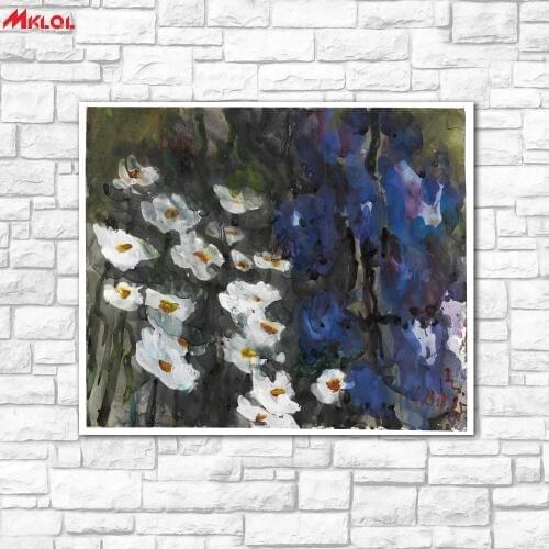 KLAUS FUSSMANN-Margeriten und Rittersporn 1985 Wall Art Picture Paiting Canvas Paints Home Decor Abstract Print Painting