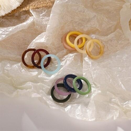 Simple Style Round Acrylic Ring For Women Girls Fashion Japanese Circle Acetic Acid Finger Jewelry Party Gifts