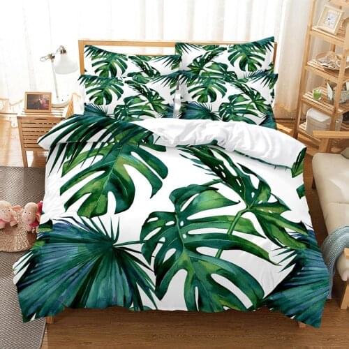 Green Leaves Bedding Duvet Cover Set 3d Digital Printing Bed Linen Fashion Design Comforter Cover Bedding Sets Bed Set