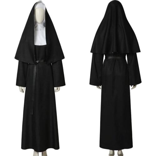 Movies The Nun Cosplay Costume Demon Nun Uniform Halloween Masquerade Clothing Full Sets With Hood
