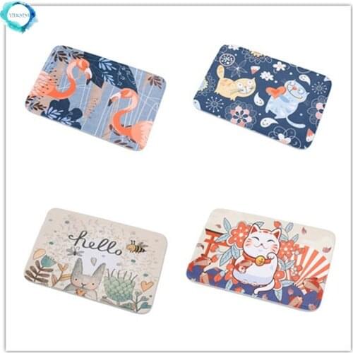 Printing Entrance Door Mat Animal Pattern Design Soft Pet Mat with 1cm Thickness Foam Anti-slip Back Floor Mat 40x60cm