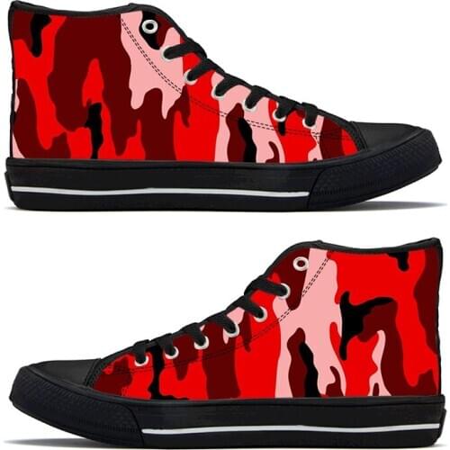 ELVISWORDS Men Vulcanized Shoes Colorful Camuflaje Printed Shoes Spring Black Bottom Large Sizes High Top Canvas Sneakers
