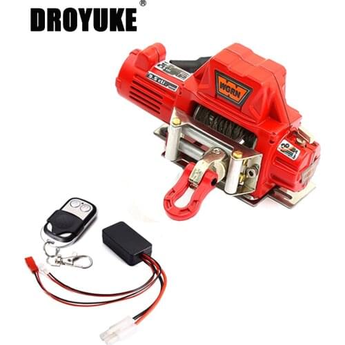Droyuke Metal Automatic Winch Wireless Remote Controller System for 1:10 RC Crawler Car Axial SCX10 90046 Traxxas TRX4 Redcat