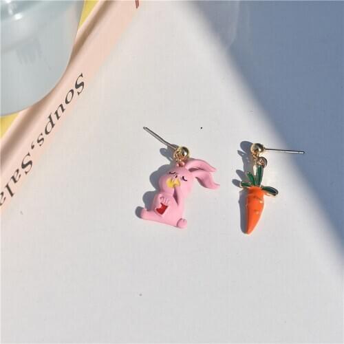 Sweet Gold Color Cute Rabbit Radish Stud Earring Students Simple Jewelry Women Girls Birthday Gift