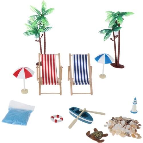 Dollhouse Beach Style Miniature Ornament 12pcs Kits Fairy Garden Accessory