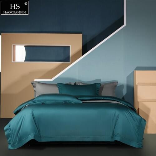 Peacock Green Pure Color Nordic Style Simple Fashion 4Pieces Bedding Sets Cotton Fabric Quilt Duvet Cover Bedsheet Pillowcase