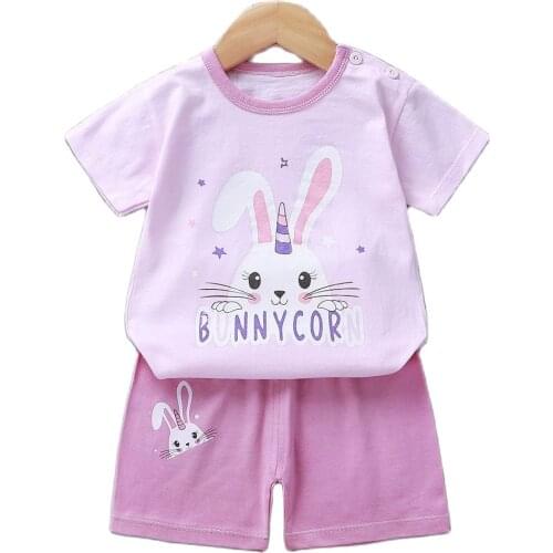 Baby Girls Pajamas Clothes Boys Summer Clothes Suit Shorts Seeve Cute Cotton Top Pant Pyjama Kids Tracksuit Soft Toddler Outfits